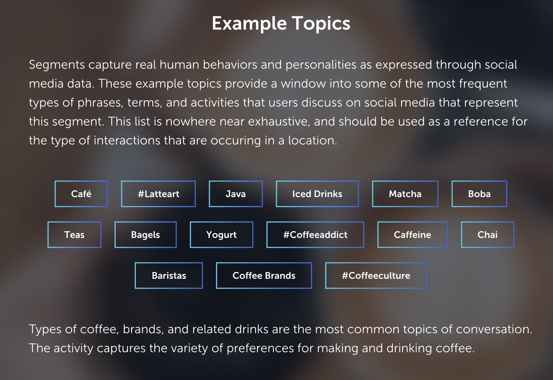 Coffee Connoisseur example topics